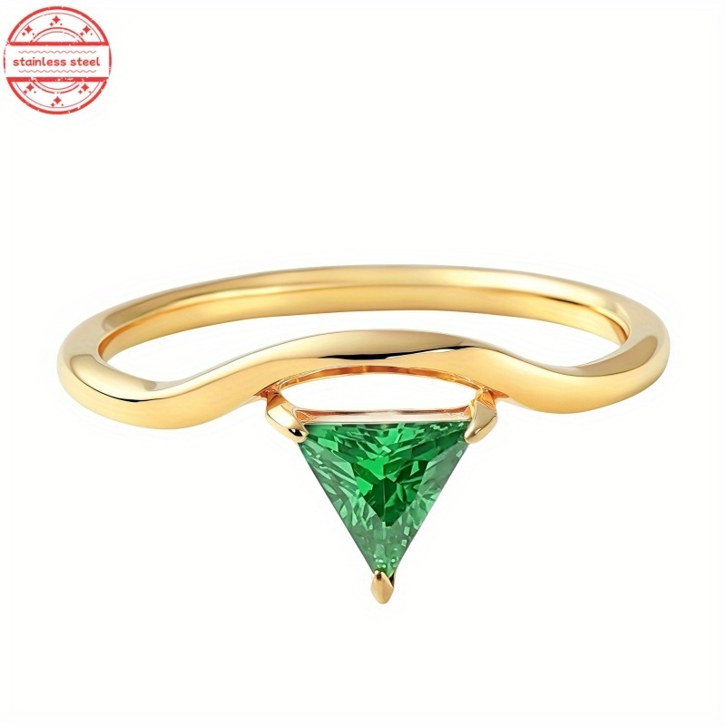 Fashion Elegant December Stainless Steel Triangle Ring